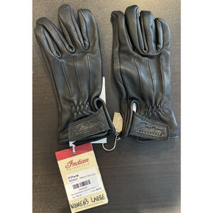 INDIAN MOTORCYCLE BLACK DEERSKIN STRAP GLOVES WOMEN'S SIZE LARGE 286066206